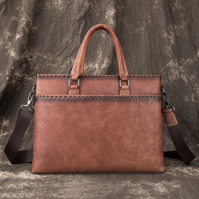 Leather Messenger Bag for Men, Vintage Briefcase & Laptop Bag - 2