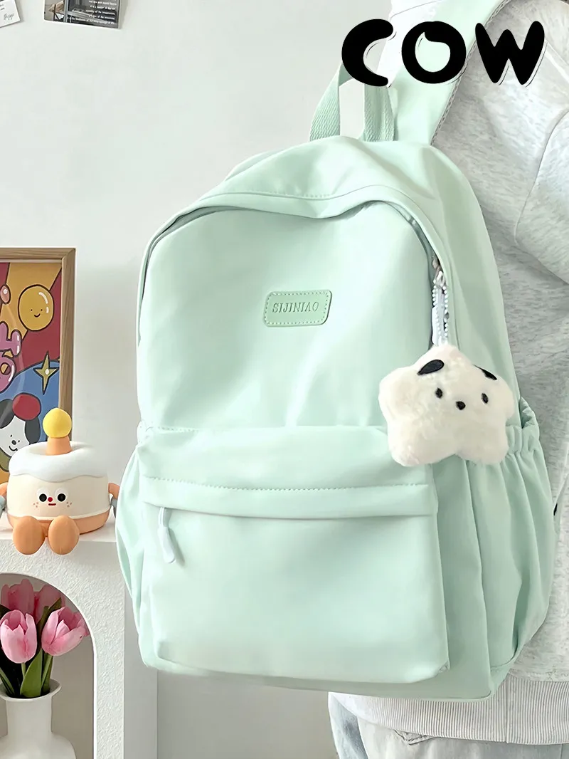 COW Minimalist Backpack for Women, Durable College School Bag in Solid Colors - 4