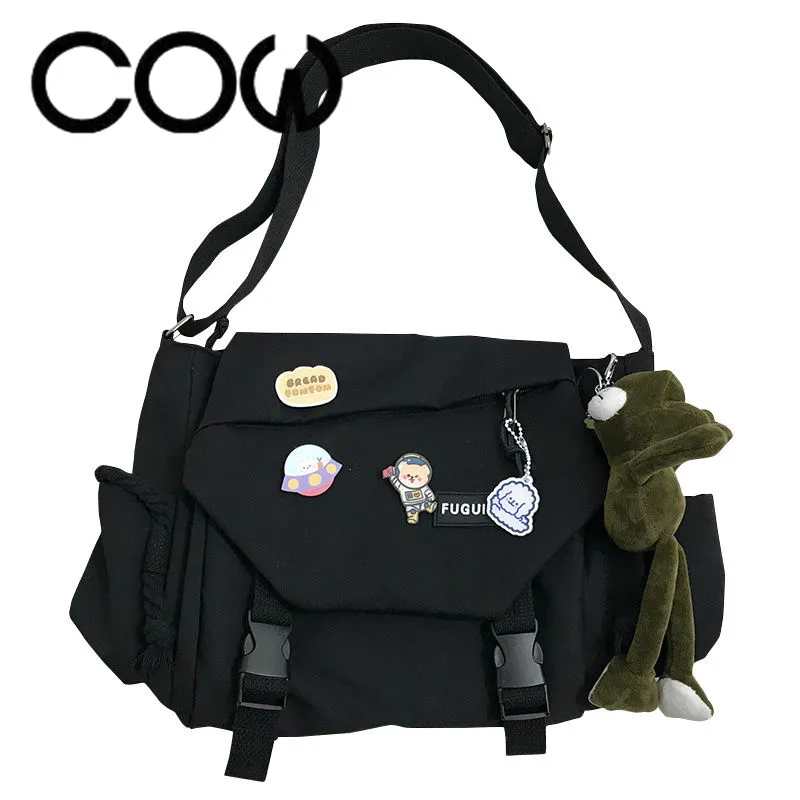 Japanese Style Large Capacity Canvas Messenger Bag for College Students - 5
