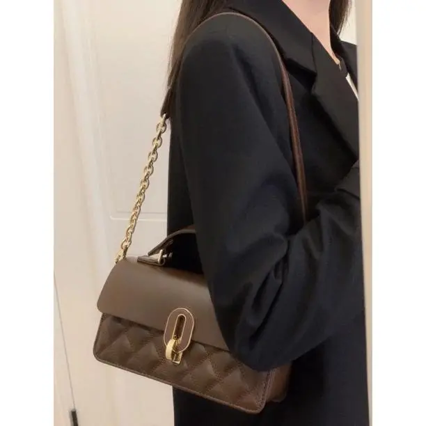 Chic Brown Shoulder Bag 2025, Small Chanel Style Chain Crossbody Purse - 4