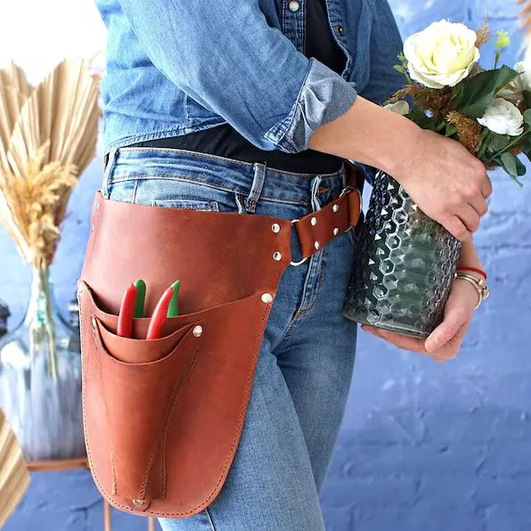 Leather Waterproof Waist Tool Pouch - Multi-Pocket Garden Organizer Bag - 3