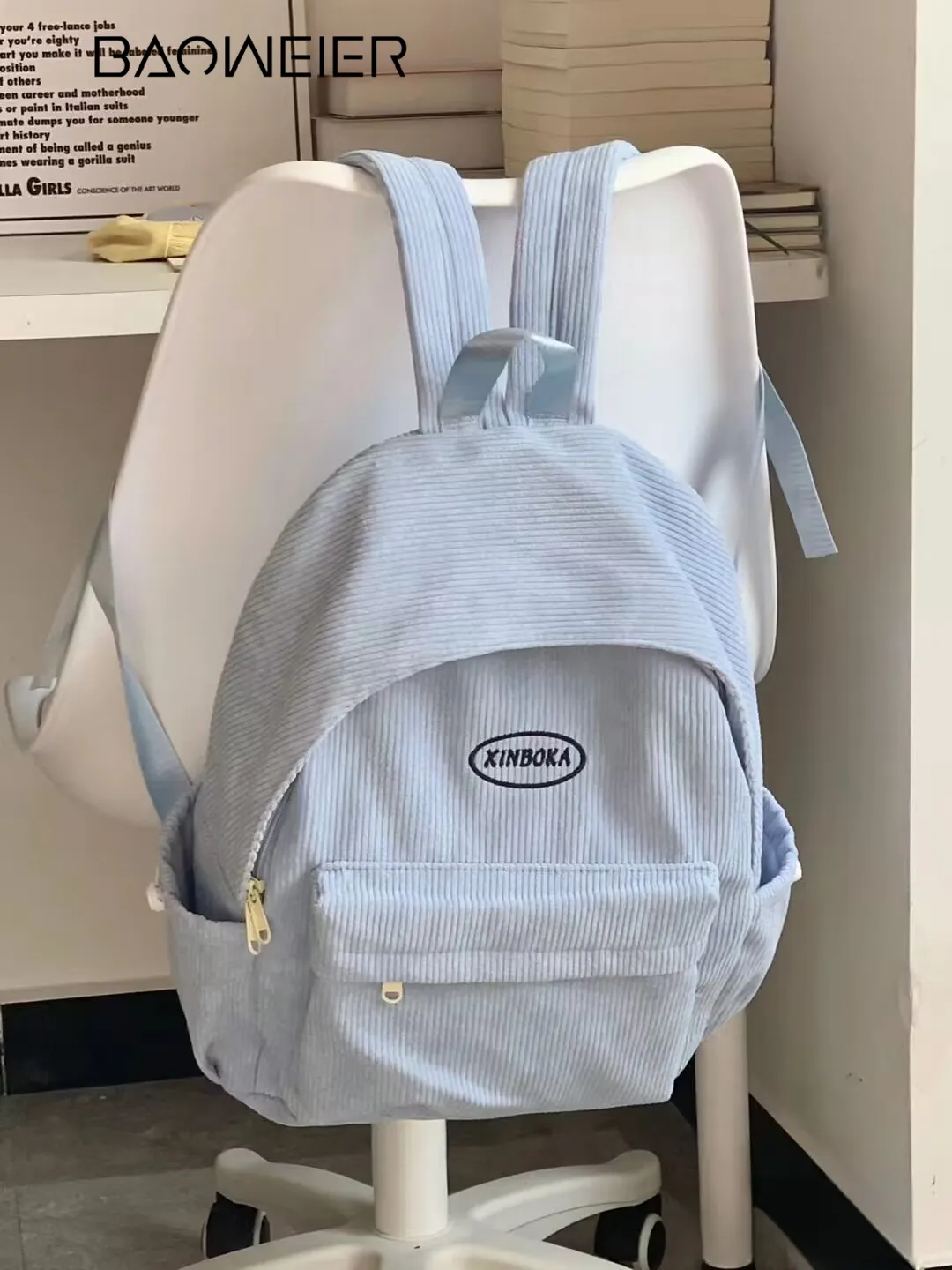 Corduroy Backpack for Women Large Capacity Daypack School College Commuter Bag - 4