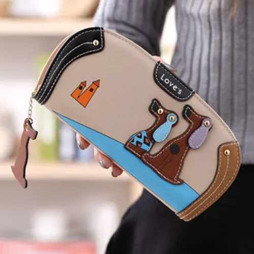Cute Dog Wallet Long Zip Around Phone Card Holder Case - 3