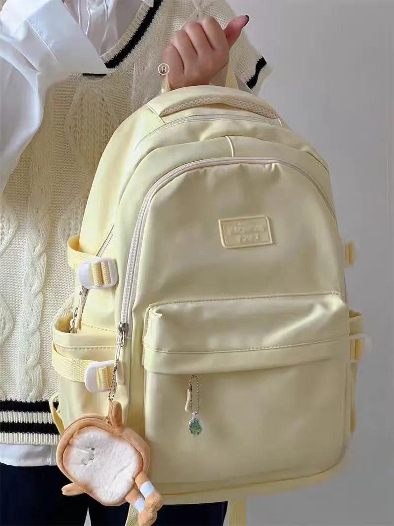 Cream Backpack for Women, Japanese Ins Style College School Bag - 1