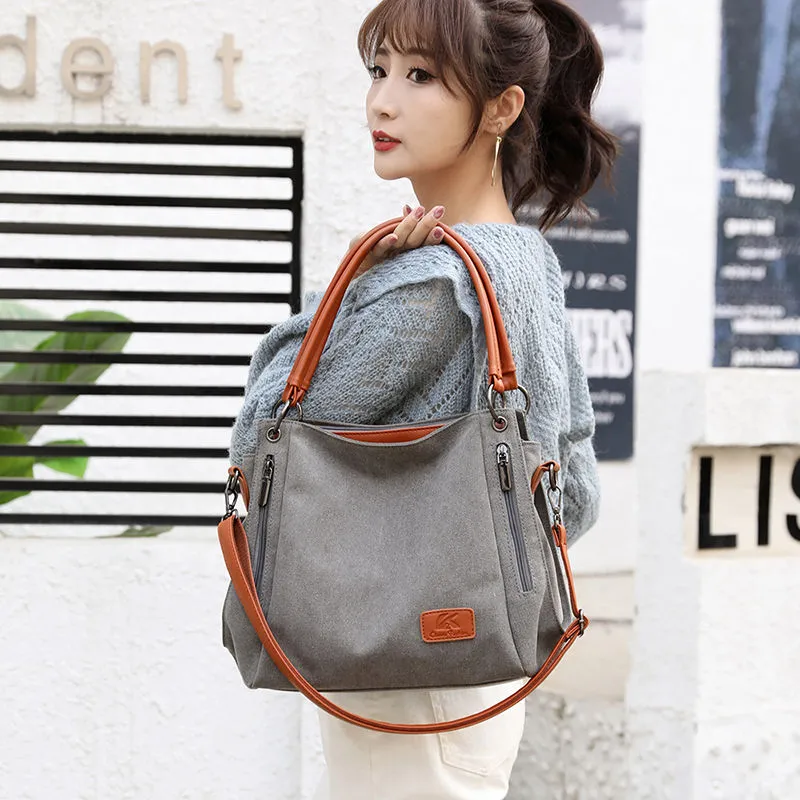 Canvas Shoulder Bag Large Capacity Durable Crossbody Tote Vintage - 4