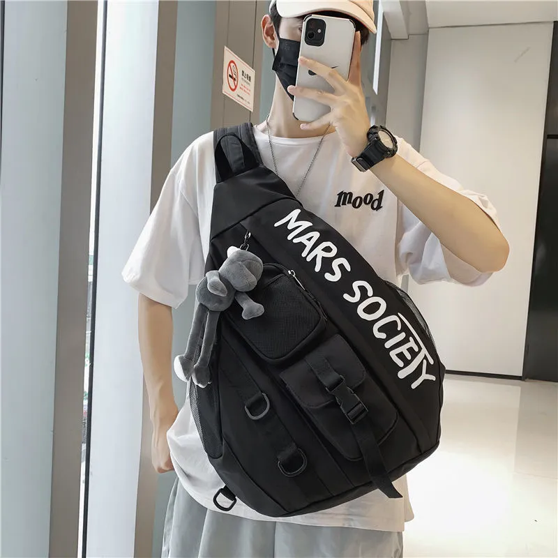 Men's Crossbody Bag Ins Fashion Large Capacity Chest Bag Casual Shoulder Bag - 5