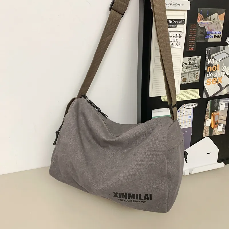 Large Vintage Canvas Messenger Bag for Men, Casual Crossbody Daypack - 1