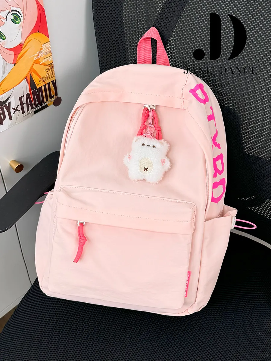 Minimalist Backpack for Women, Japanese Style Ins Pure Color Daypack for High School Girls - 3
