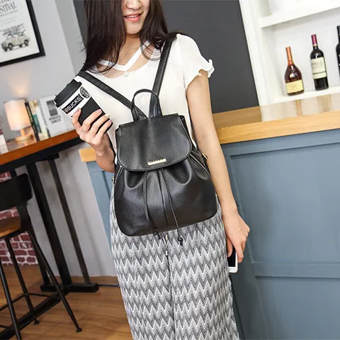 Women's Backpack PU Leather Rucksack Fashionable Casual Daypack - 4