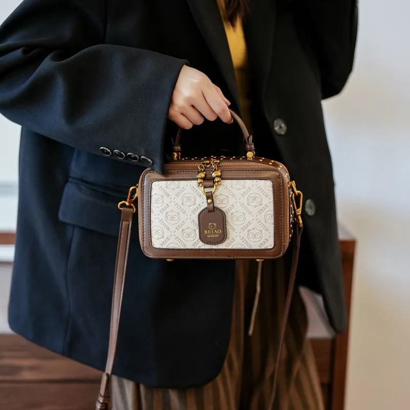 Vintage Box Bag 2025 New Fashion Women Crossbody Bag PU Leather Tote - 2