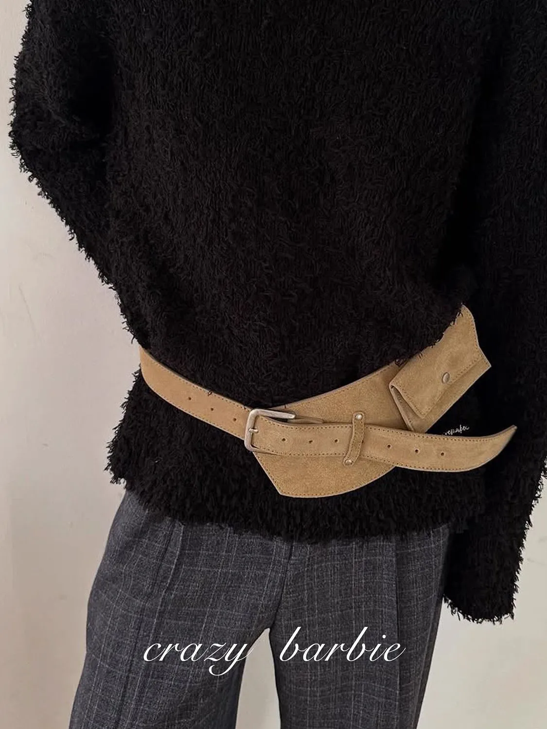 Faux Suede Waist Belt for Women 2025, Strap Bag with Alloy Buckle - 2