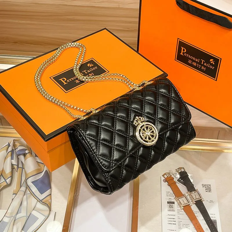 Lucky Charm Leather Crossbody Bag for Women, Fashion Chain Strap Diamond Quilted - 1