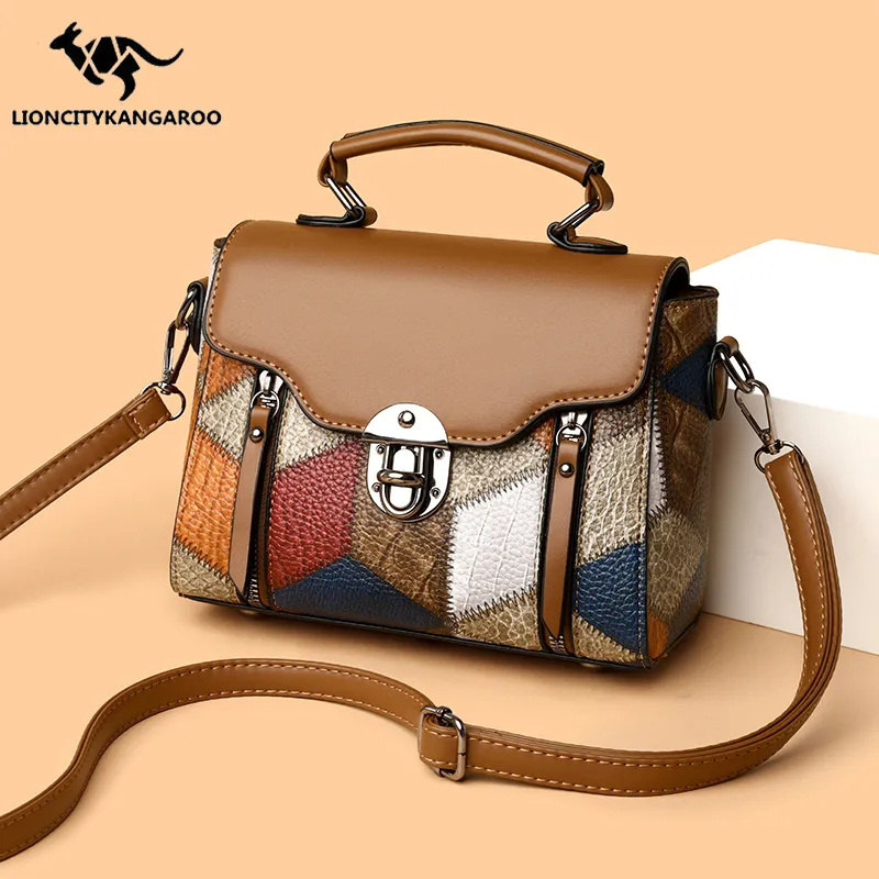 Small Crossbody Bag 2025, Retro PU Square Bag with Color Blocking - 5