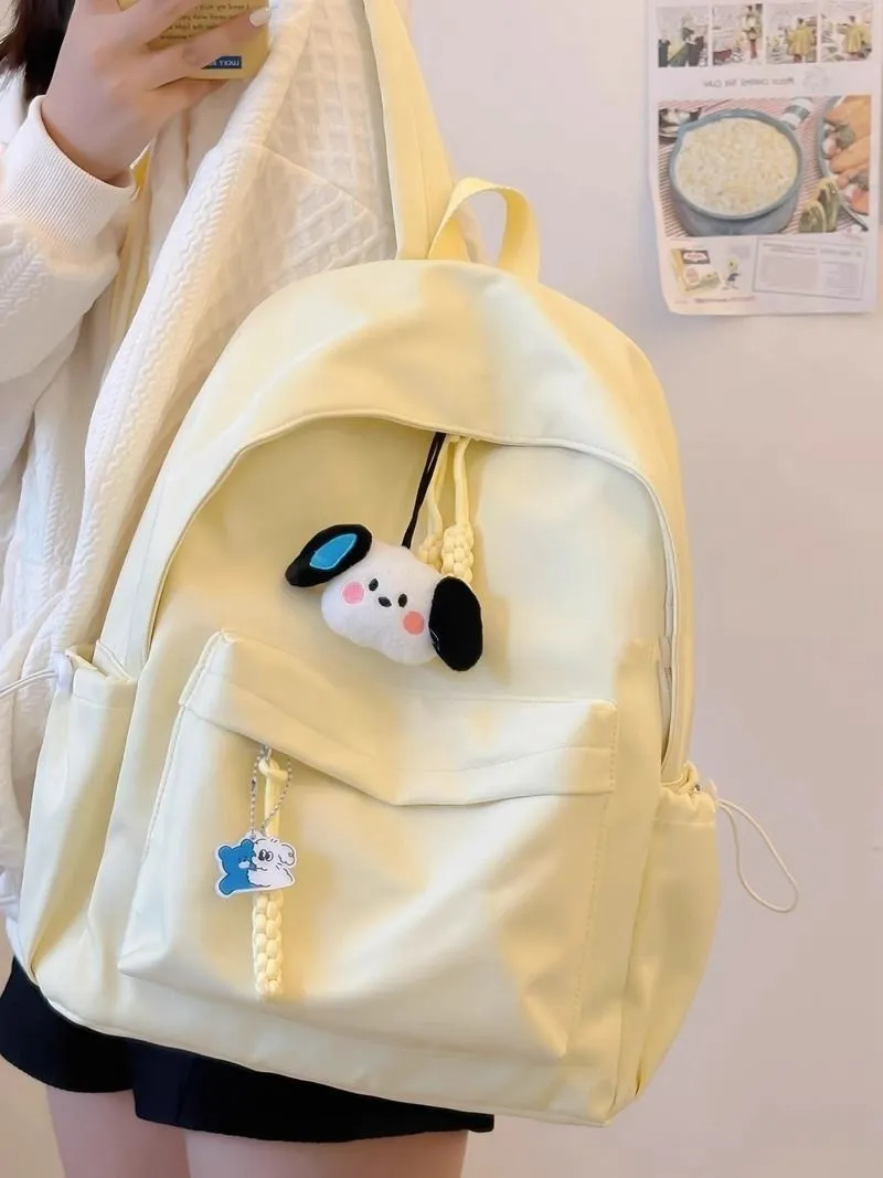 Minimalist Backpack for Women, Ins Style Solid Color Rucksack for Students - 2