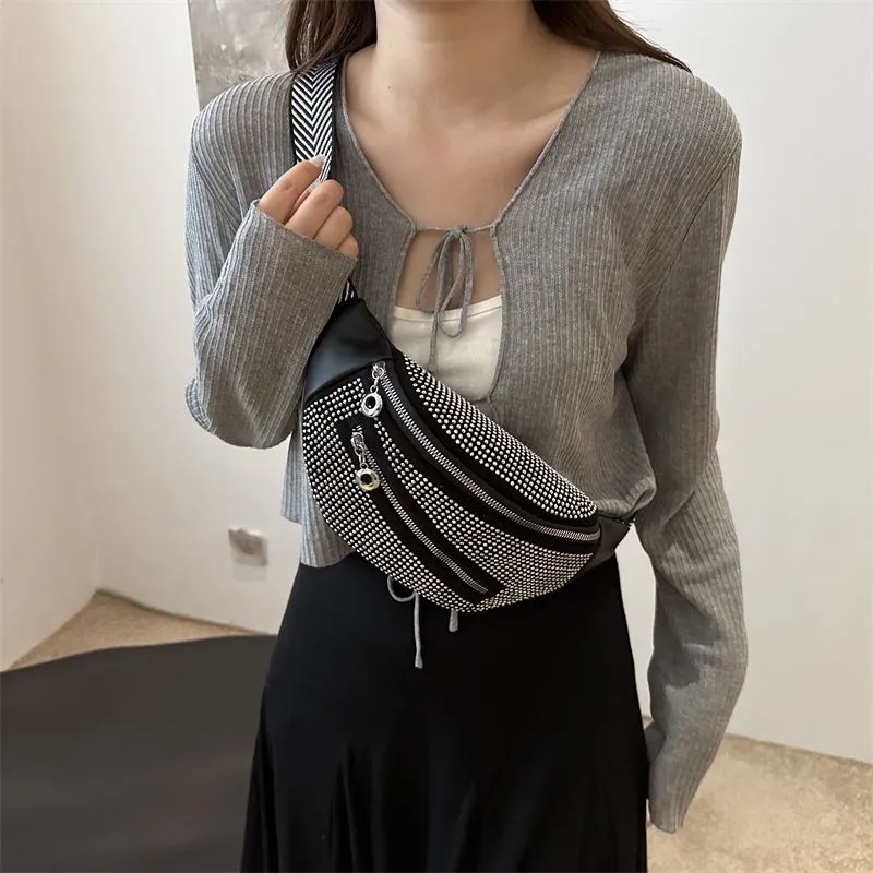 Rhinestone Waist Bag 2024, Fashion Crossbody Bag for Women with Shiny Diamonds - 2