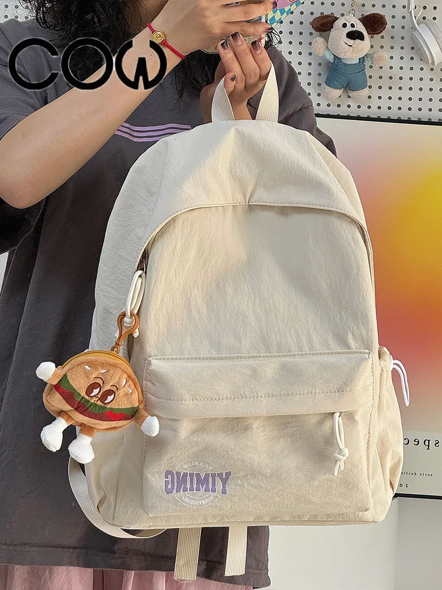 Women's Backpack Small Fresh Letter Print Water Resistant Nylon Rucksack - 2