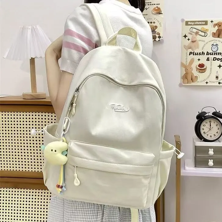 Solid Color Backpack for Women, Simple School Bag for Teens & College Students - 4