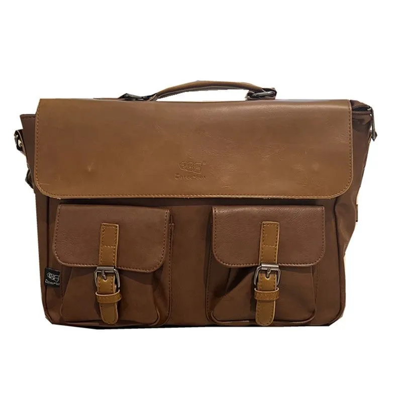 Men's Retro Messenger Bag, 15 Inch Laptop Tote, Vintage Shoulder Bag - 1