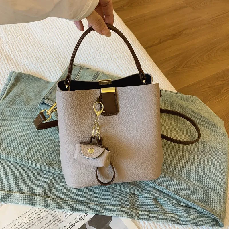 Leather Bucket Bag for Women 2025 New Fashion Tote Shoulder Crossbody Bag - 5