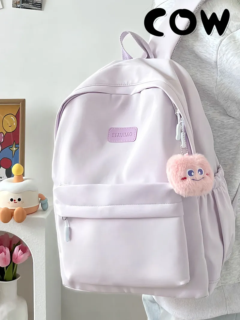 COW Minimalist Backpack for Women, Durable College School Bag in Solid Colors - 2