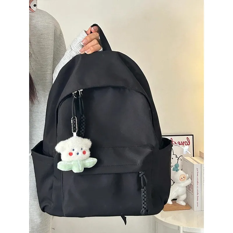 Cute Solid Color Backpack for Women, Lightweight School Bag for College Students - 4