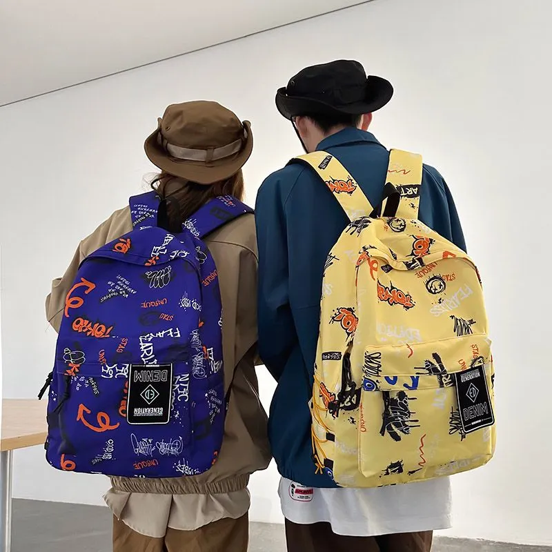 Trendy Graffiti Backpack 2023 Fall Winter Student Bag for Boys 14 Inch Laptop - 1