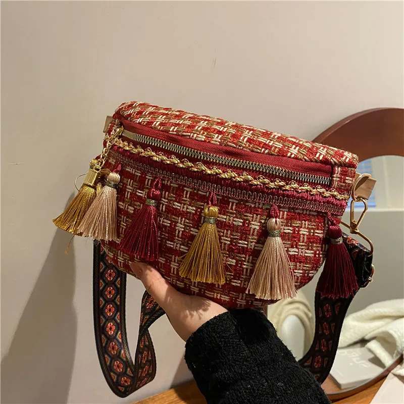 Fringe Woven Crossbody Bag 2025 New Bohemian Waist Bag for Women - 4