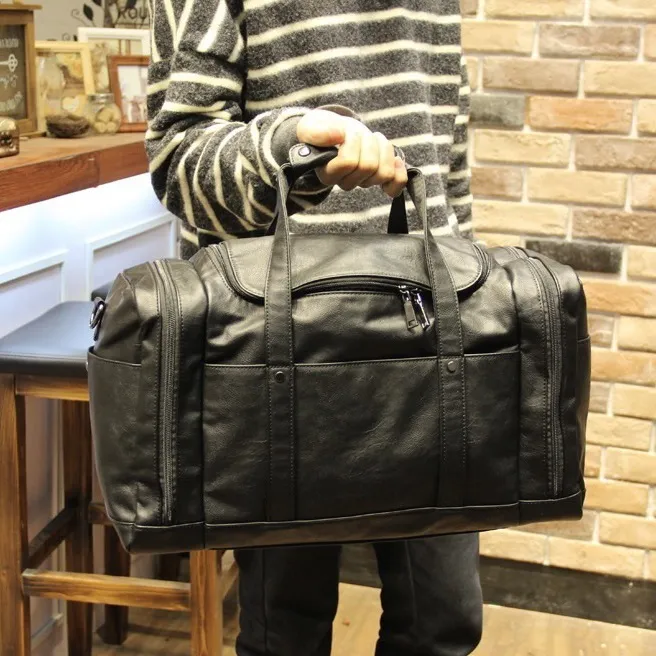 Leather Men's Messenger Bag Large Capacity Laptop Bag Black - 4