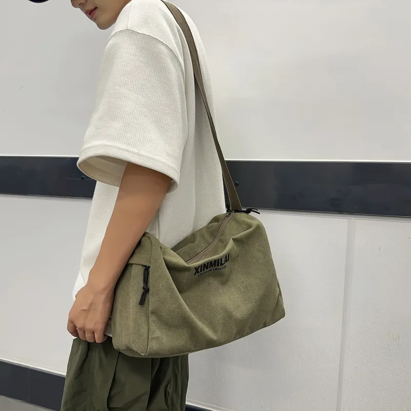 Large Vintage Canvas Messenger Bag for Men, Casual Crossbody Daypack - 5