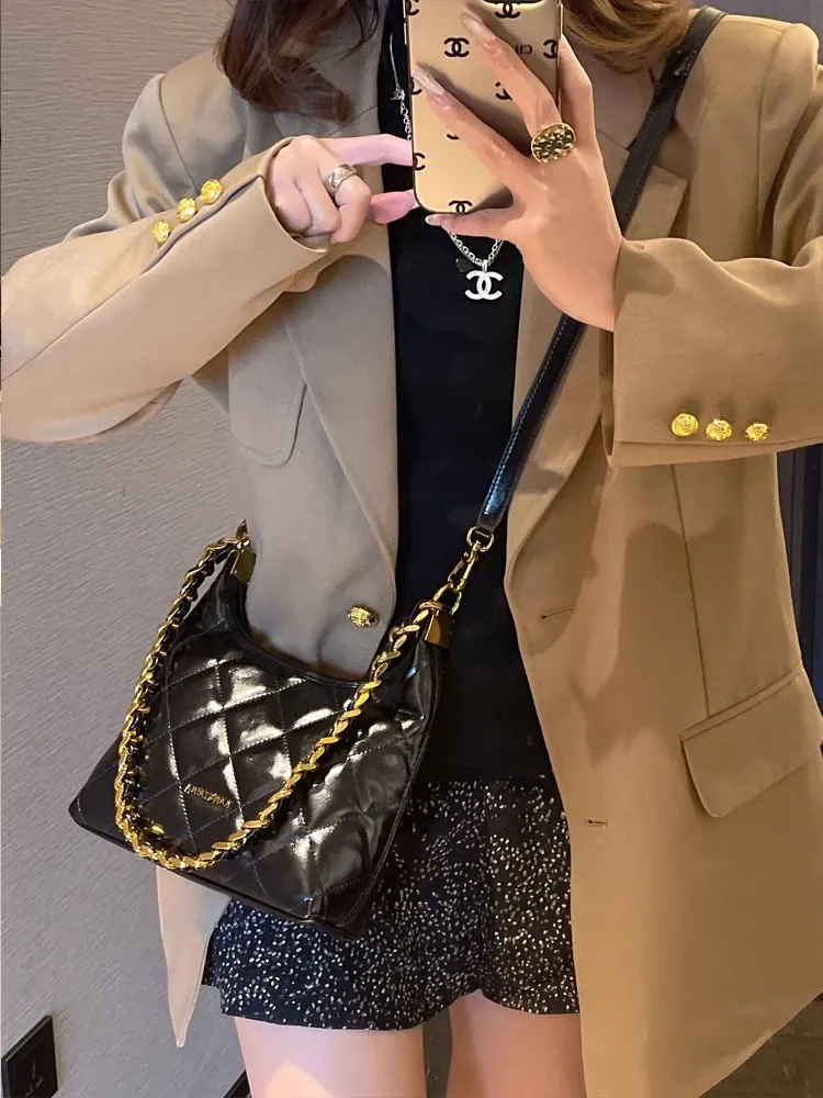 Elegant Quilted Chain Shoulder Bag 2024 New Women's Versatile Crossbody Purse - 4