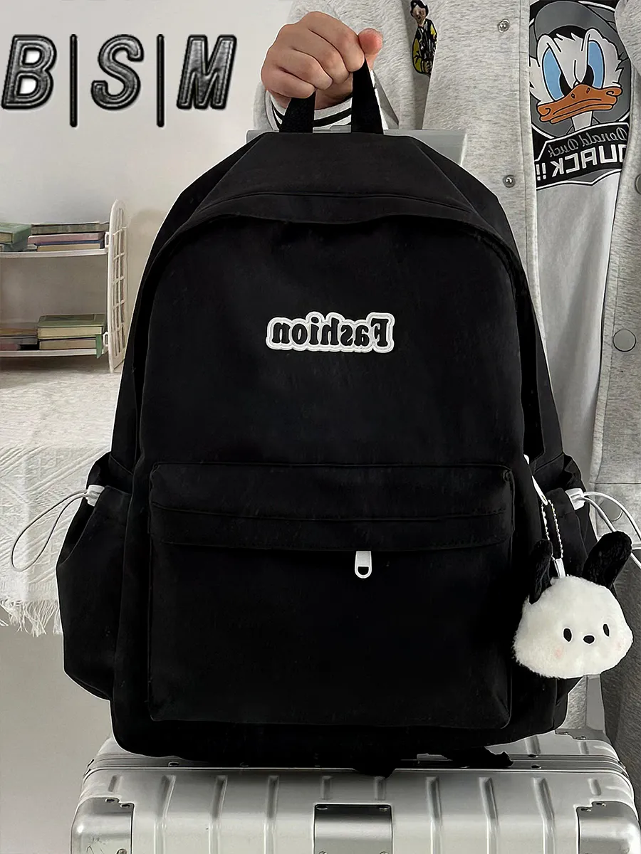 Stylish College Backpack for Women, Minimalist Nylon Rucksack, Ins Aesthetic - 1
