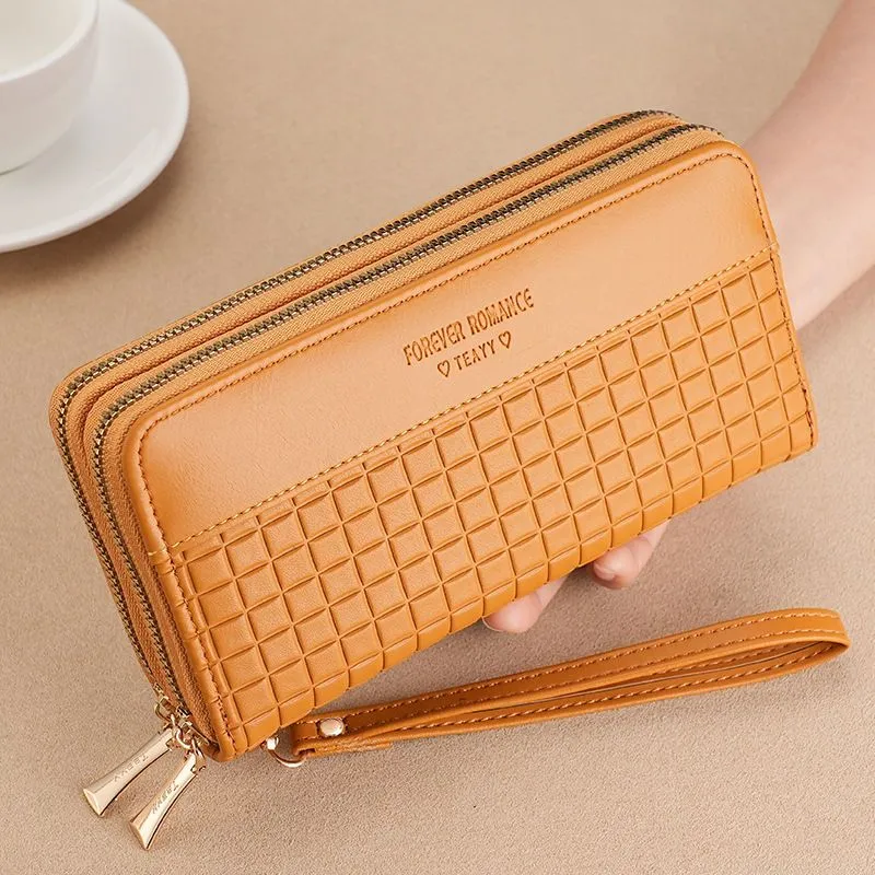 Long Wallet for Women 2025, Double Zip Woven Fashion Clutch Purse - 1