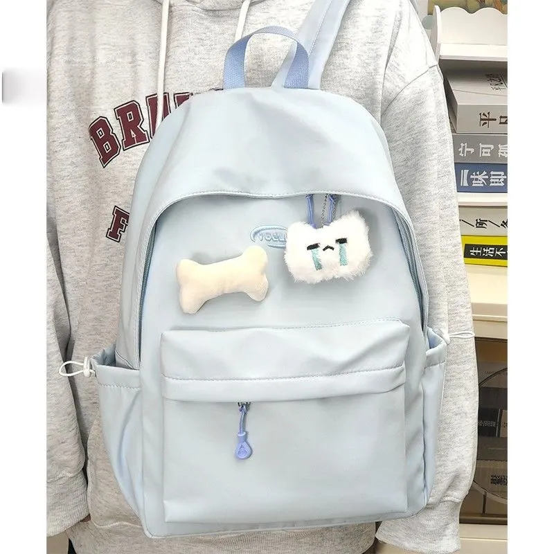 Solid Color Backpack for Women, School Backpack for College Students - 1