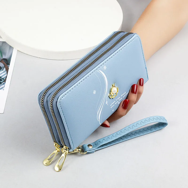 2025 Women's Long Wallet with Double Zipper, Large Capacity Wristlet Phone Purse - 1
