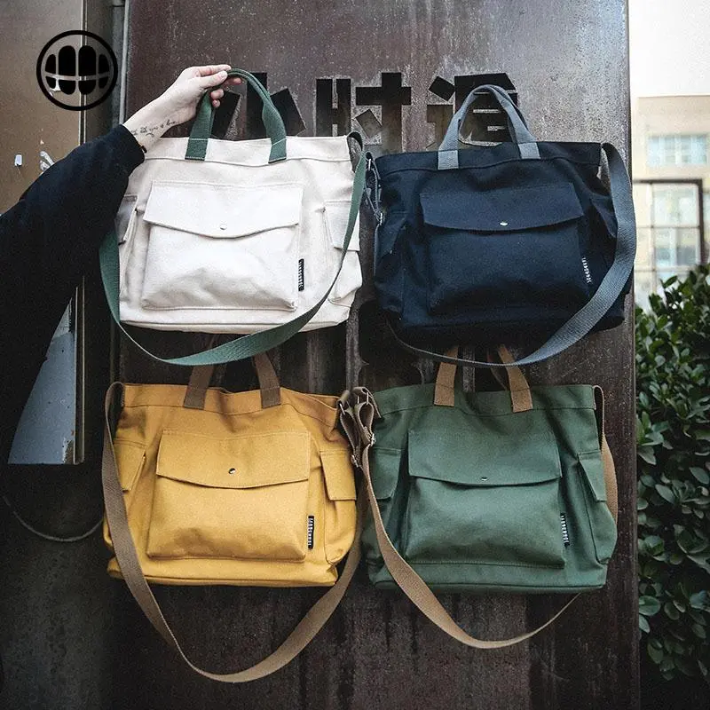 Men's Canvas Crossbody Bag Large Capacity Tote Daypack Casual Style - 2