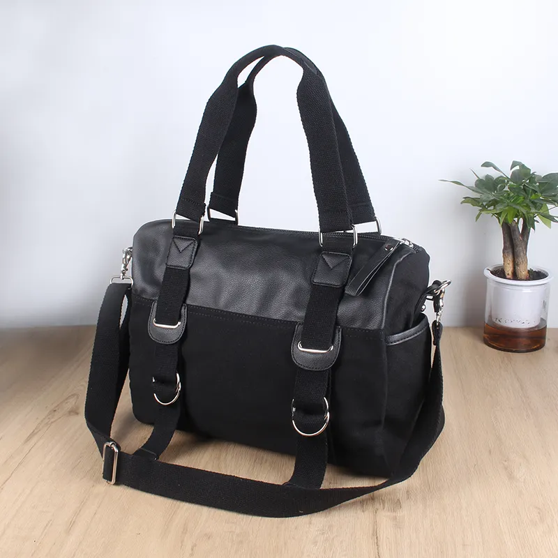 Men's Canvas Messenger Bag Large Capacity Crossbody Shoulder Bag - 1