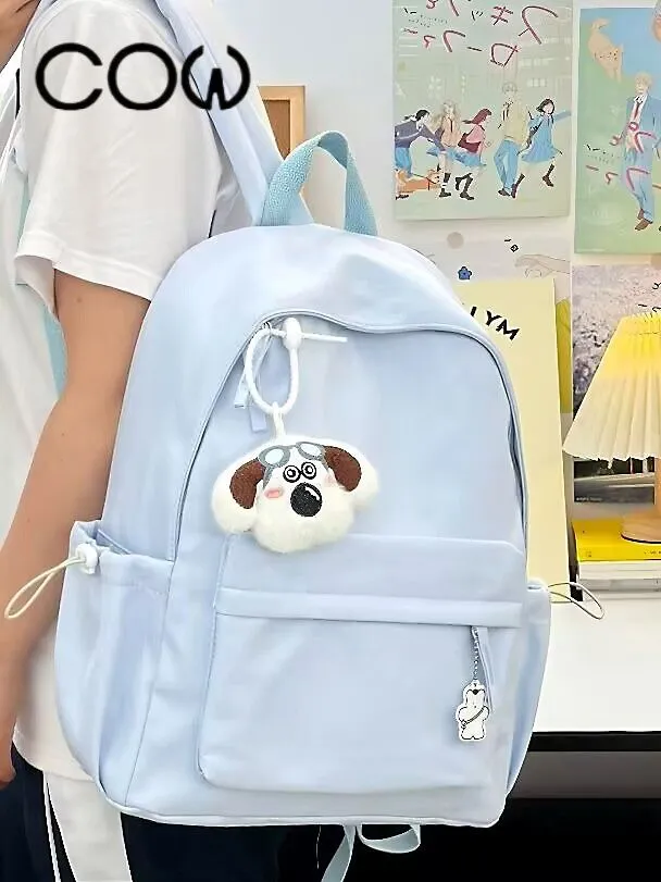 Cute Japanese Backpack for Girls, Solid Color Daypack for School & College - 2