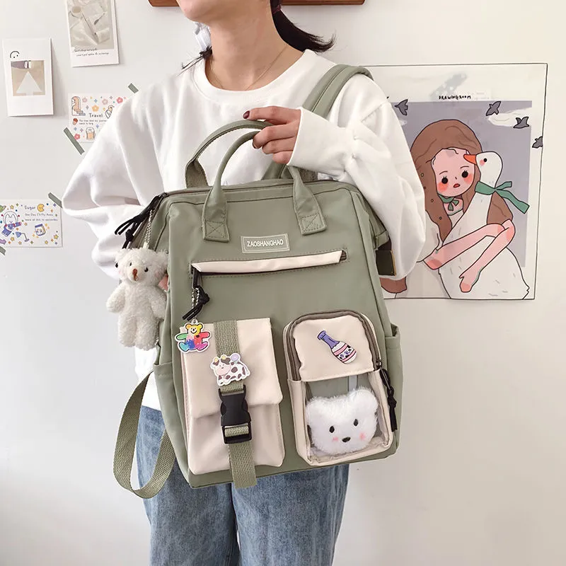 Cute Ins Style Backpack for Women, Large Capacity Lightweight School Bag - 5