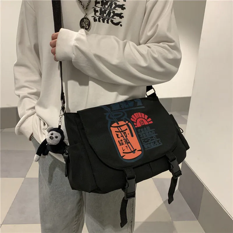 Japanese Style Canvas Crossbody Bag for Men & Women, Large Capacity - 3