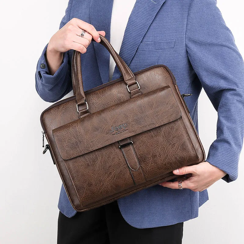 Men's Messenger Bag Retro Vintage Laptop Briefcase Large Capacity - 3