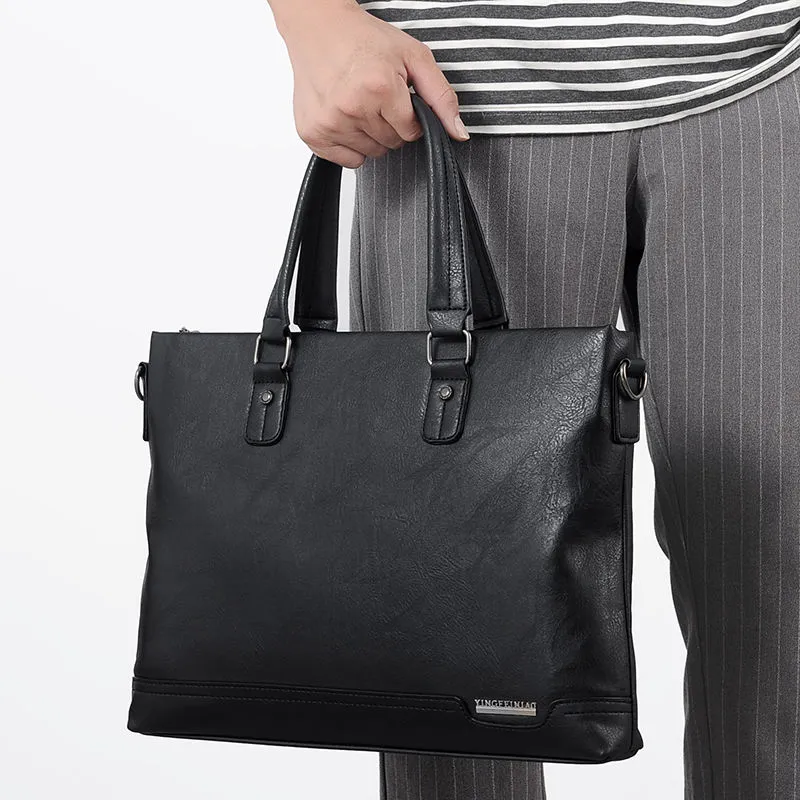 Men's Business Casual Laptop Bag, Large Capacity A4 File Messenger Bag - 3