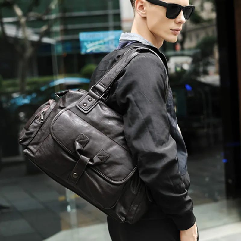 Men's Leather Shoulder Bag 2025 New Business Briefcase Laptop Bag - 3