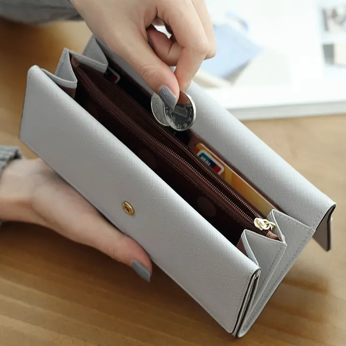 Long Women's Wallet Cross Grain Large Capacity Multi Card Fashion Student - 4