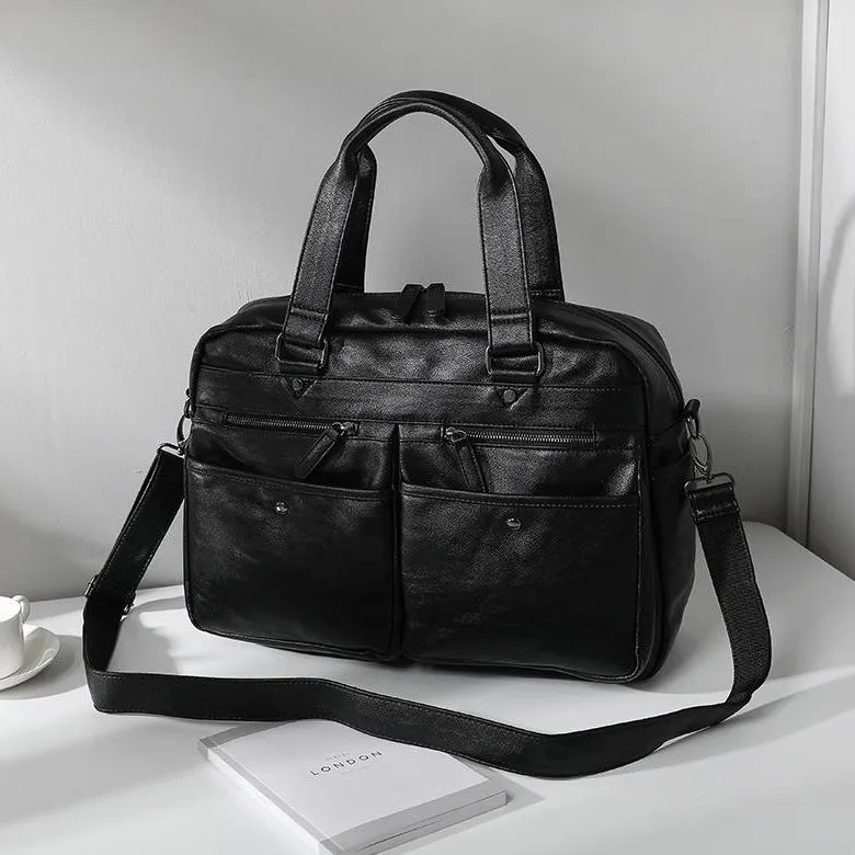 Men's Leather Crossbody Bag, Business Casual Briefcase & Shoulder Bag - 2