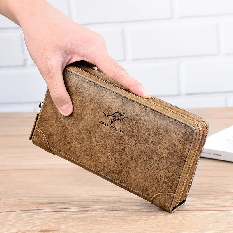 Men's Large Capacity Double Zipper Wallet Anti-Theft RFID Blocking Card Holder - 3