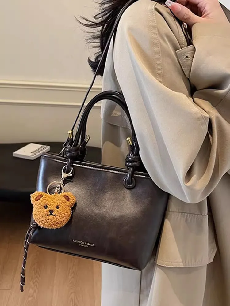 Bucket Bag Women 2025 Fashion Shoulder Bag Minimalist PU Leather Tote - 2