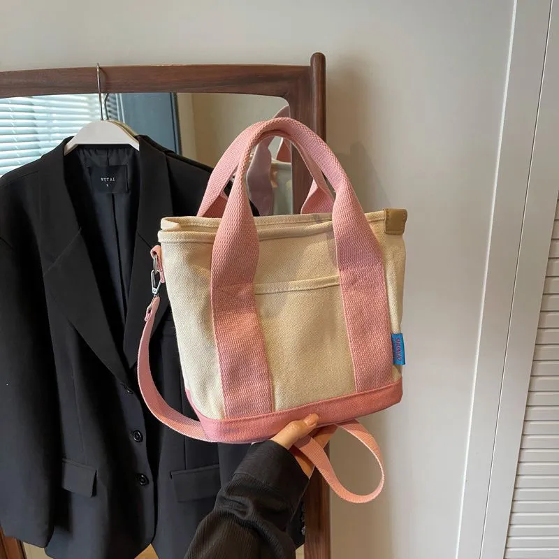 2024 Canvas Tote Bag Large Capacity Student Multilayer Commuter Crossbody Bag - 3
