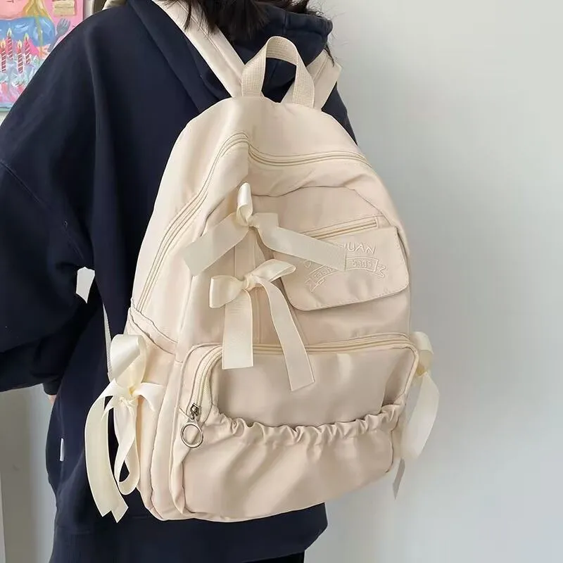 Bow Backpack Cute Rucksack for Girls, Sweet School Bag with Bowknot - 3