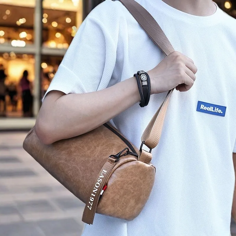 Men's Crossbody Bag 2024 Large Capacity Round Barrel Shoulder Bag - 2