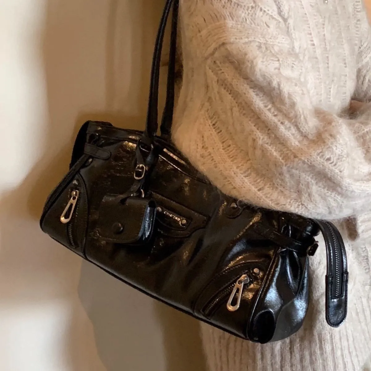 Baguette Bag 2025 Large Capacity PU Crossbody Bag with Studs - 4